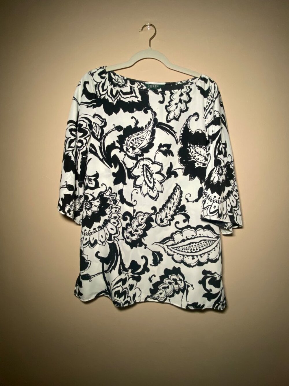 Lauren Ralph Lauren Floral Bell Sleeve Blouse M NWT